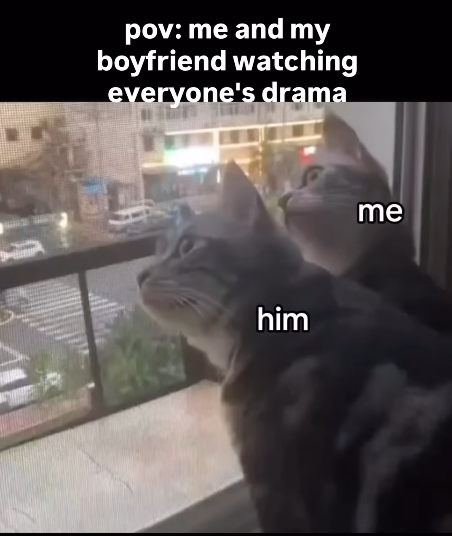 pov: me and my boyfriend watching everyone's drama him me
