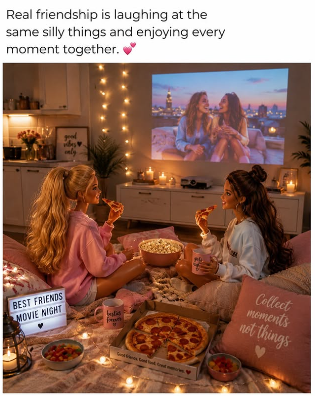 Real friendship is laughing at the same silly things and enjoying every moment together. good vibes w only BEST FRIENDS MOVIE NIGHT besties forever Good friends. Good food, Great memories." Collect moments not things