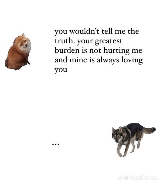 you wouldn't tell me the truth. your greatest burden is not hurting me and mine is always loving you ... de fondlaries