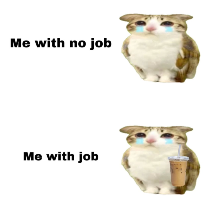Me with no job Me with job