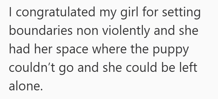 I congratulated my girl for setting boundaries non violently and she had her space where the puppy couldn't go and she could be left alone.