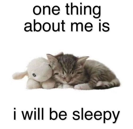 one thing about me is i will be sleepy