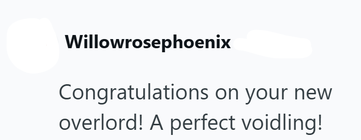 Willowrosephoenix Congratulations on your new overlord! A perfect voidling!