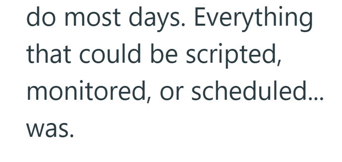 do most days. Everything that could be scripted, monitored, or scheduled... was.