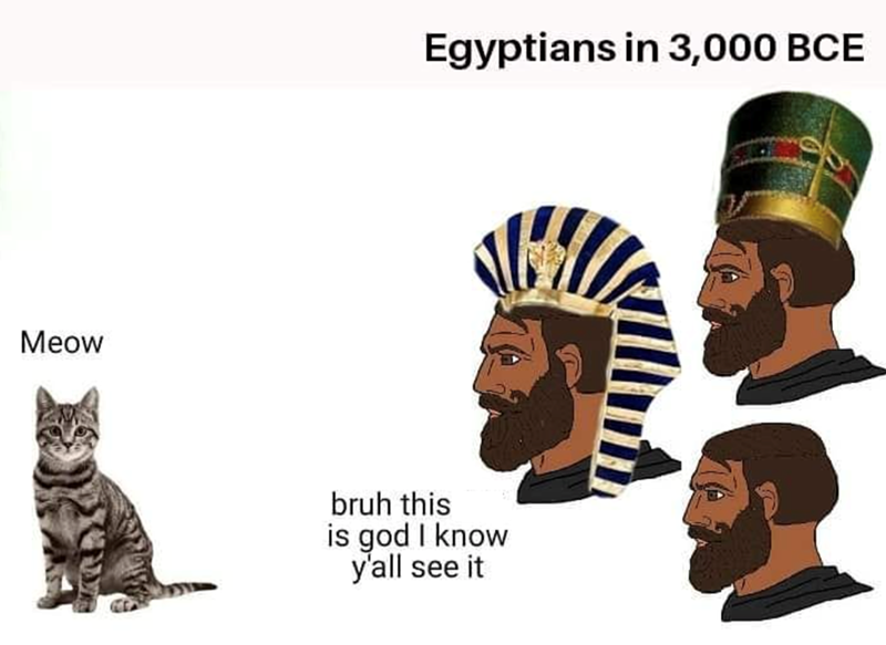 Meow Egyptians in 3,000 BCE bruh this is god I know y'all see it