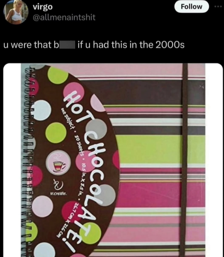 Follow virgo @allmenaintshit u were that b if u had this in the 2000s one subject 30 sheets 10.5 in. x 3.5 in. 26.7 cm x 21.6 cm c a b b b b b w w w & v.create.