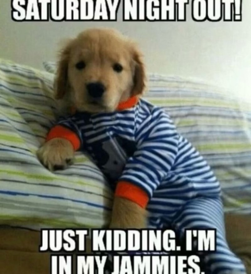 SATURDAY NIGHT OUT! JUST KIDDING. I'M IN MY JAMMIES.