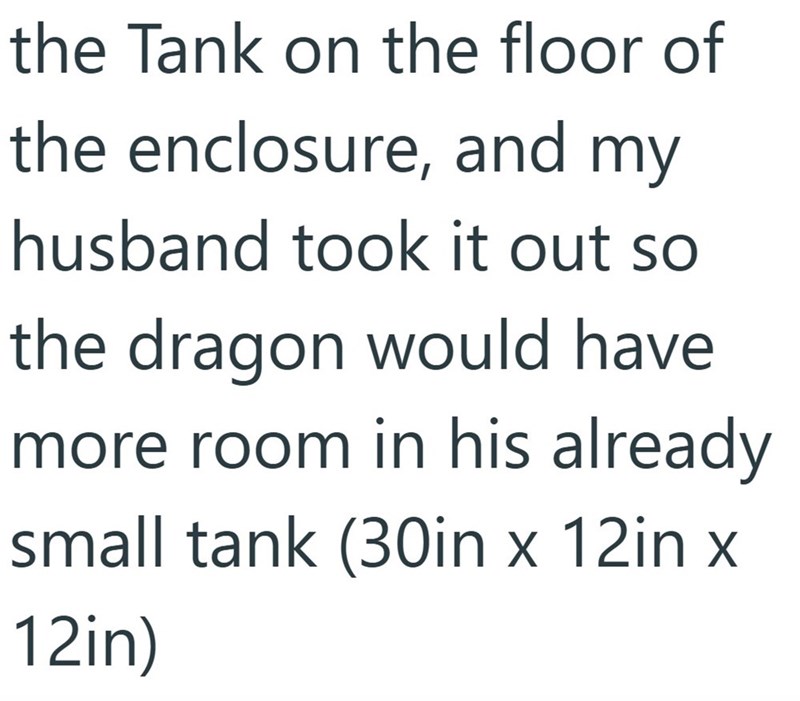 the Tank on the floor of the enclosure, and my husband took it out so the dragon would have more room in his already small tank (30in x 12in x 12in)