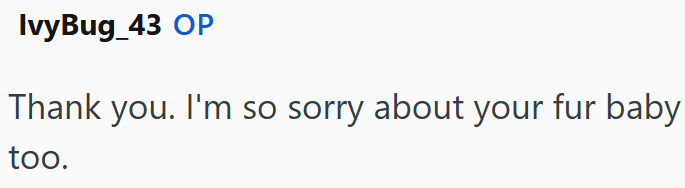 IvyBug_43 OP Thank you. I'm so sorry about your fur baby too.