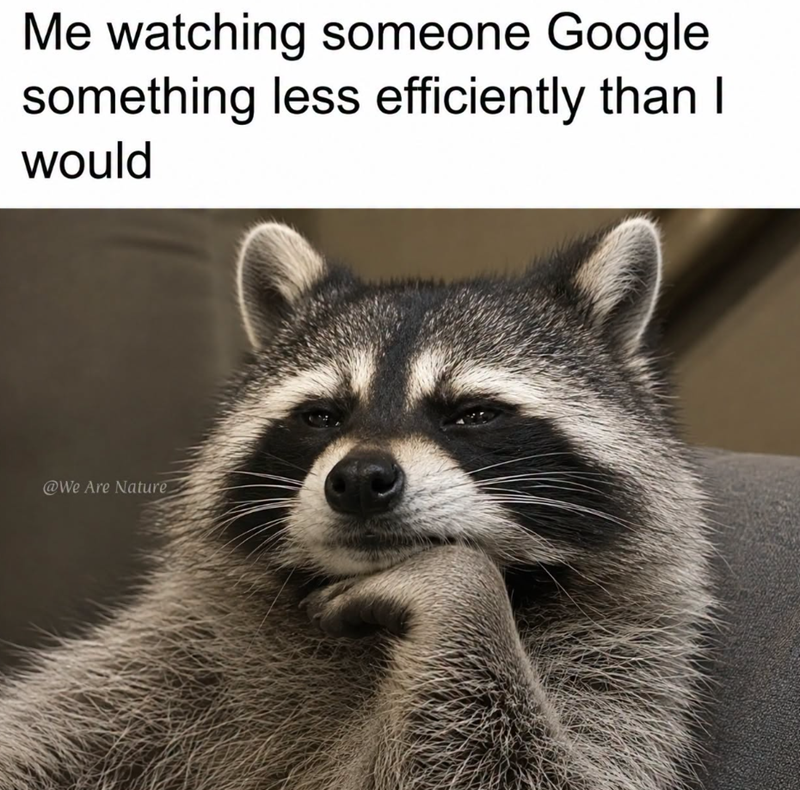 Me watching someone Google something less efficiently than I would @We Are Nature