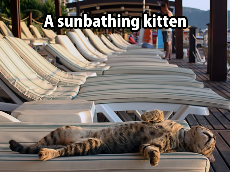 A sunbathing kitten