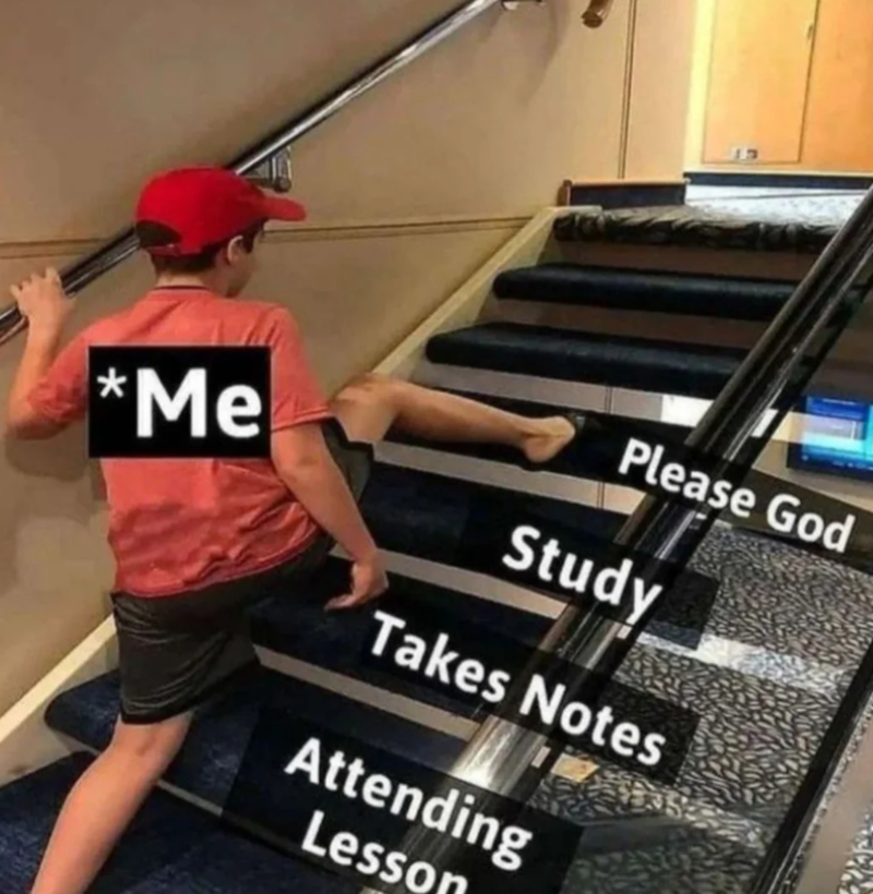 *Me Please God Study Takes Notes Attending Lesson