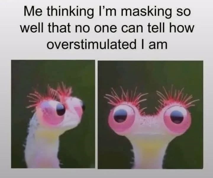 Me thinking I'm masking so well that no one can tell how overstimulated I am
