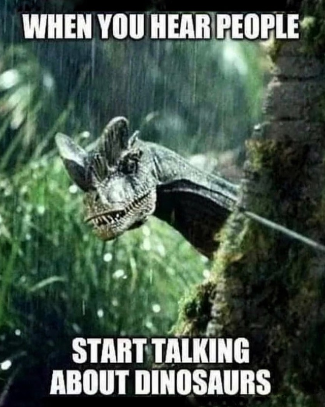 WHEN YOU HEAR PEOPLE START TALKING ABOUT DINOSAURS