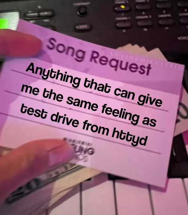 이 10-10- Song Request LOVING HICCSTRID Anything that can give me the same feeling as test drive from httyd UNG GO THE VOICE