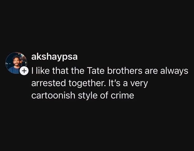 akshaypsa I like that the Tate brothers are always arrested together. It's a very cartoonish style of crime