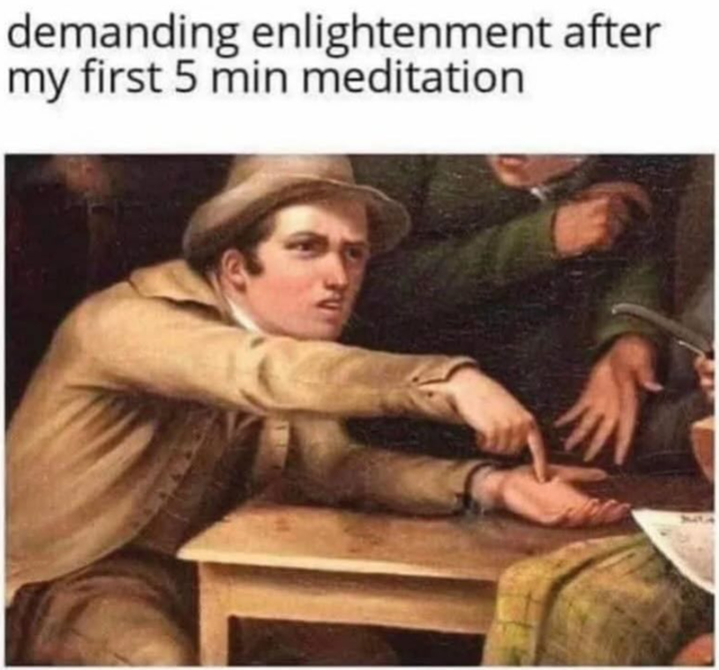 demanding enlightenment after my first 5 min meditation
