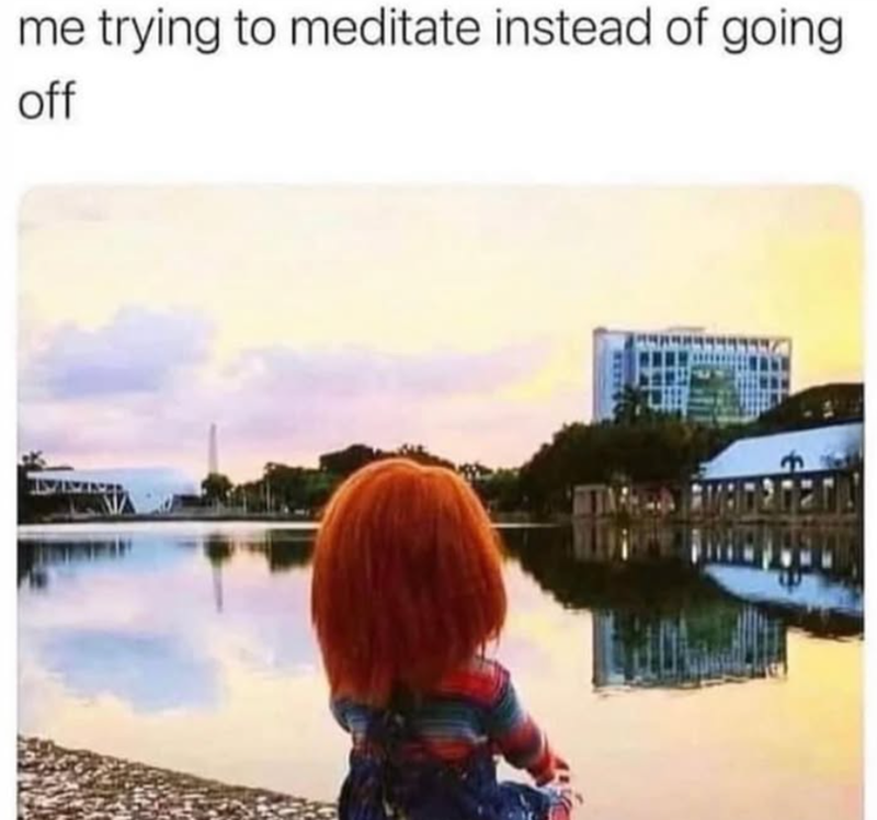 me trying to meditate instead of going. off