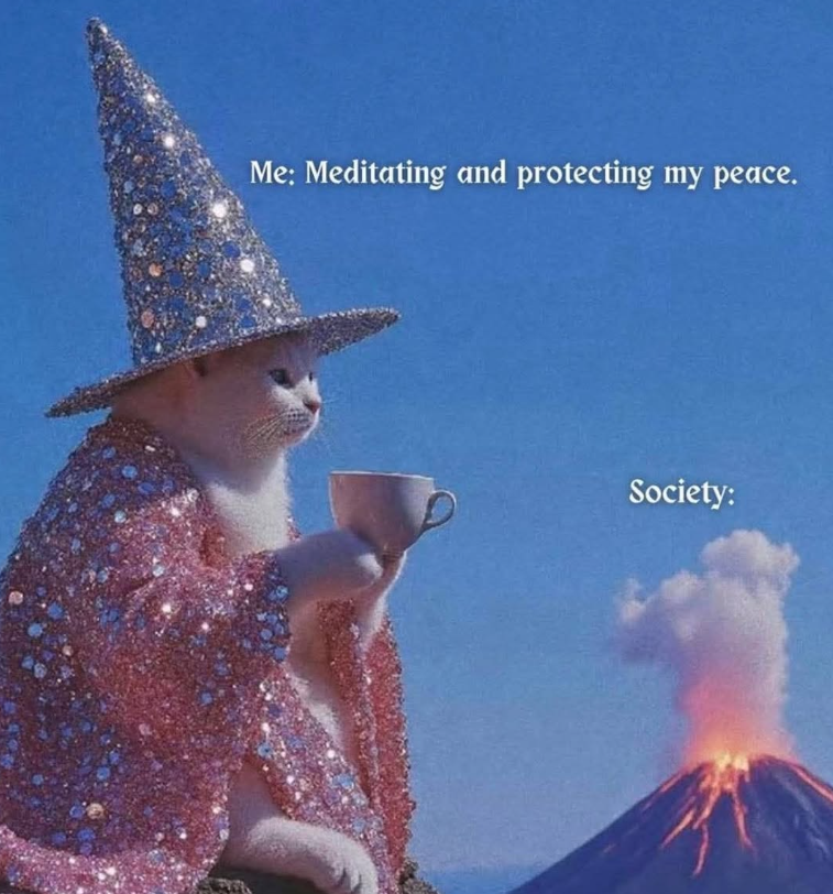 Me: Meditating and protecting my peace. Society: