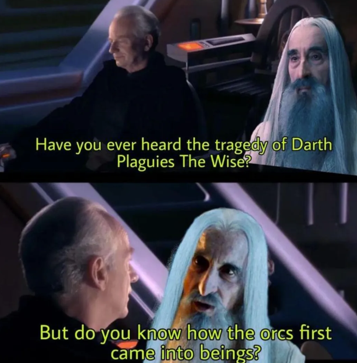 Have you ever heard the tragedy of Darth Plaguies The Wise? But do you know how the orcs first came into beings?