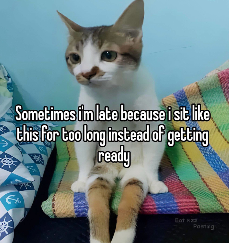 Sometimes i'm late because i sit like this for too long instead of getting ready Eto Bat rizz Posting