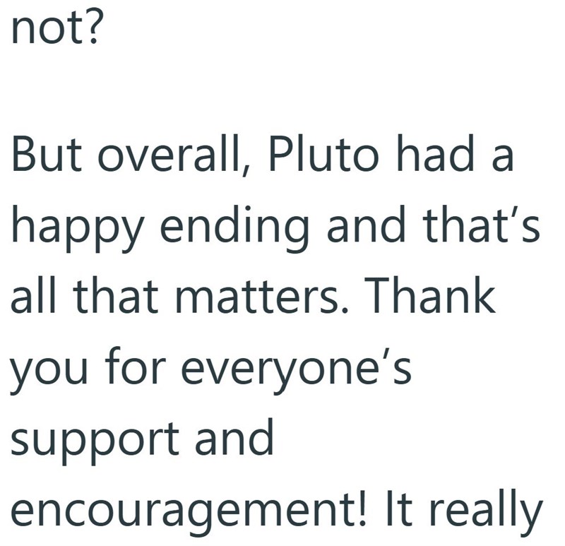 not? But overall, Pluto had a happy ending and that's all that matters. Thank you for everyone's support and encouragement! It really