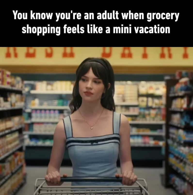 You know you're an adult when grocery shopping feels like a mini vacation