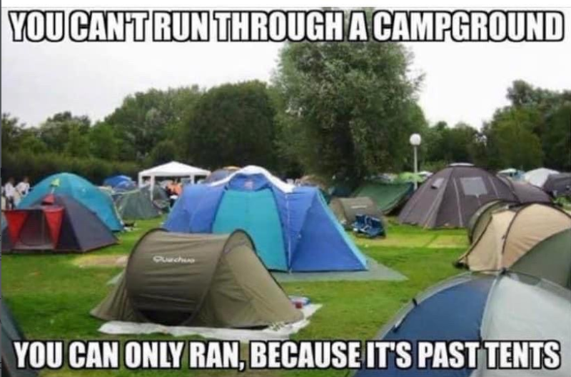 YOU CAN'T RUN THROUGH A CAMPGROUND Quechua YOU CAN ONLY RAN, BECAUSE IT'S PAST TENTS