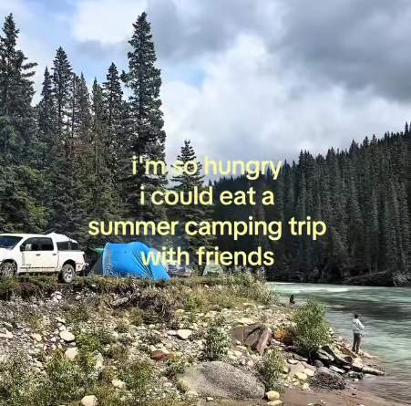 i'm so hungry i could eat a summer camping trip with friends