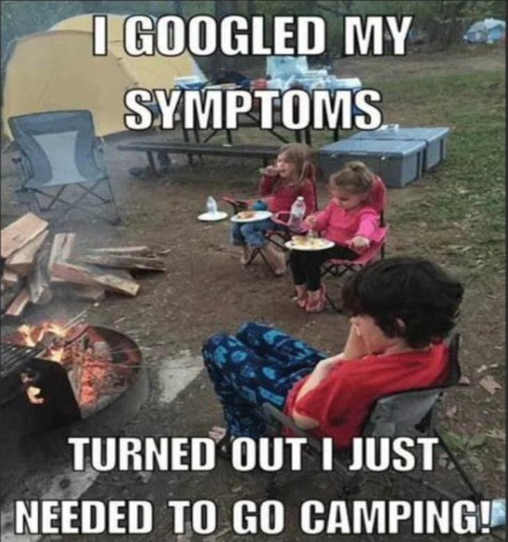 I GOOGLED MY SYMPTOMS. TURNED OUT I JUST NEEDED TO GO CAMPING!