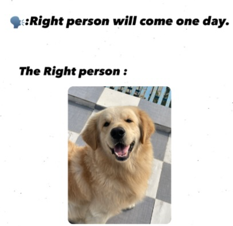 :Right person will come one day. The Right person: