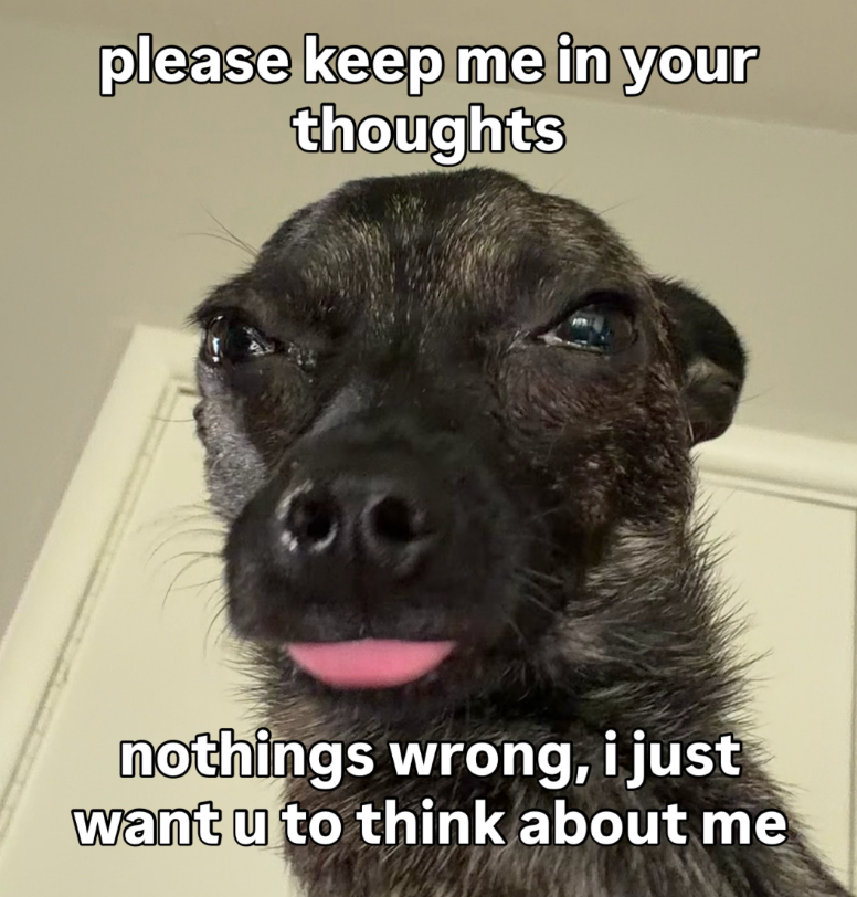 please keep me in your thoughts nothings wrong, i just want u to think about me