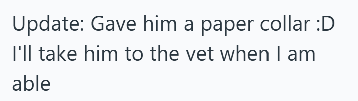 Update: Gave him a paper collar :D I'll take him to the vet when I am able