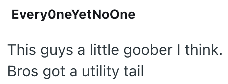EveryOneYetNoOne This guys a little goober I think. Bros got a utility tail