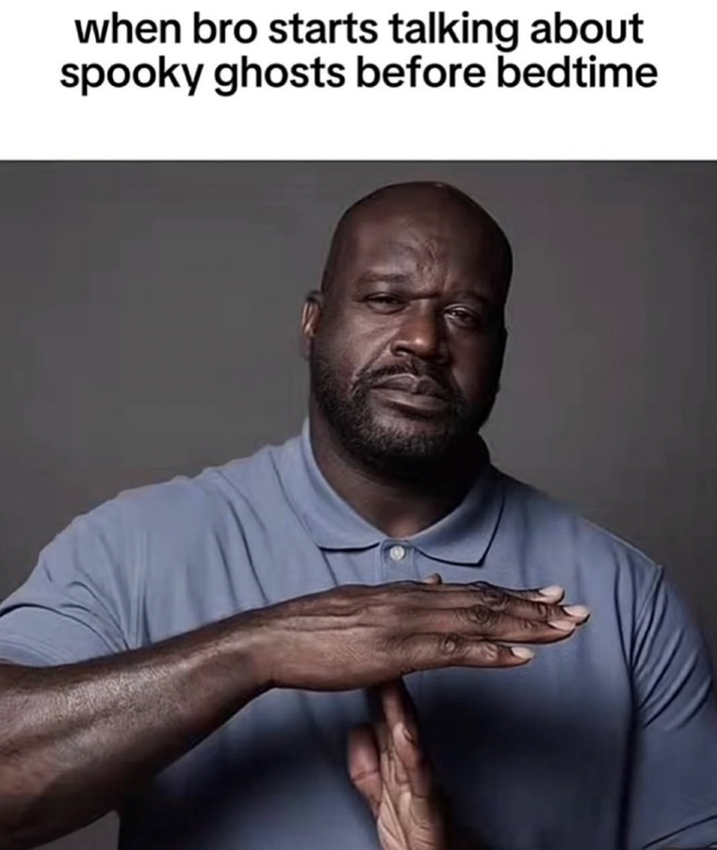 when bro starts talking about spooky ghosts before bedtime