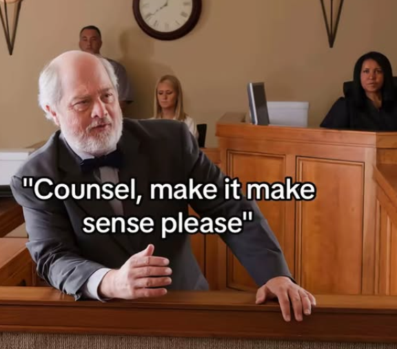 "Counsel, make it make sense please"