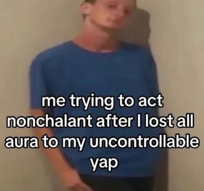 me trying to act nonchalant after I lost all aura to my uncontrollable yap