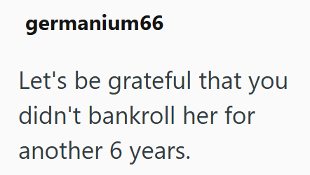 germanium66 Let's be grateful that you didn't bankroll her for another 6 years.