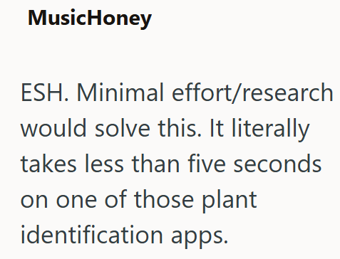 MusicHoney ESH. Minimal effort/research would solve this. It literally takes less than five seconds on one of those plant identification apps.