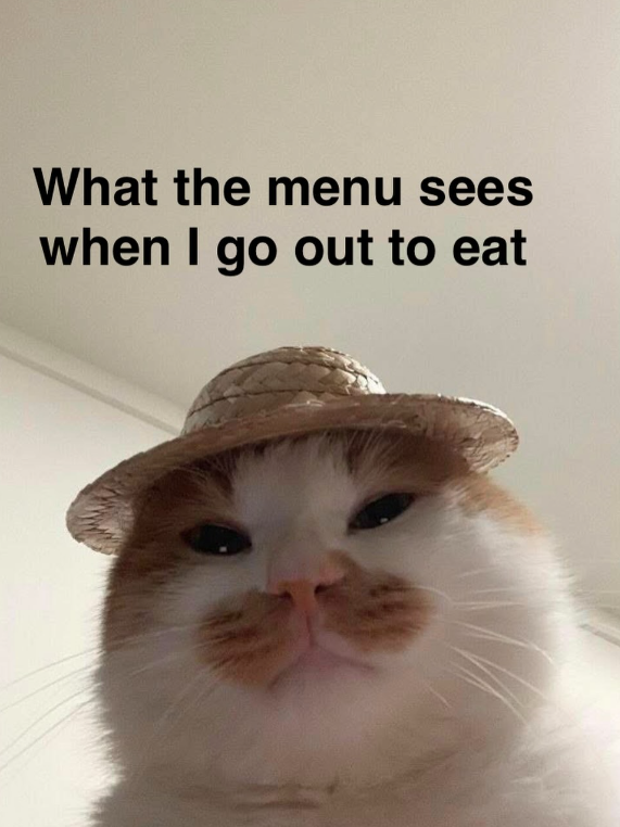 What the menu sees when I go out to eat