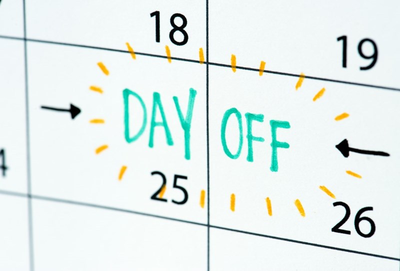 Time off on calendar.