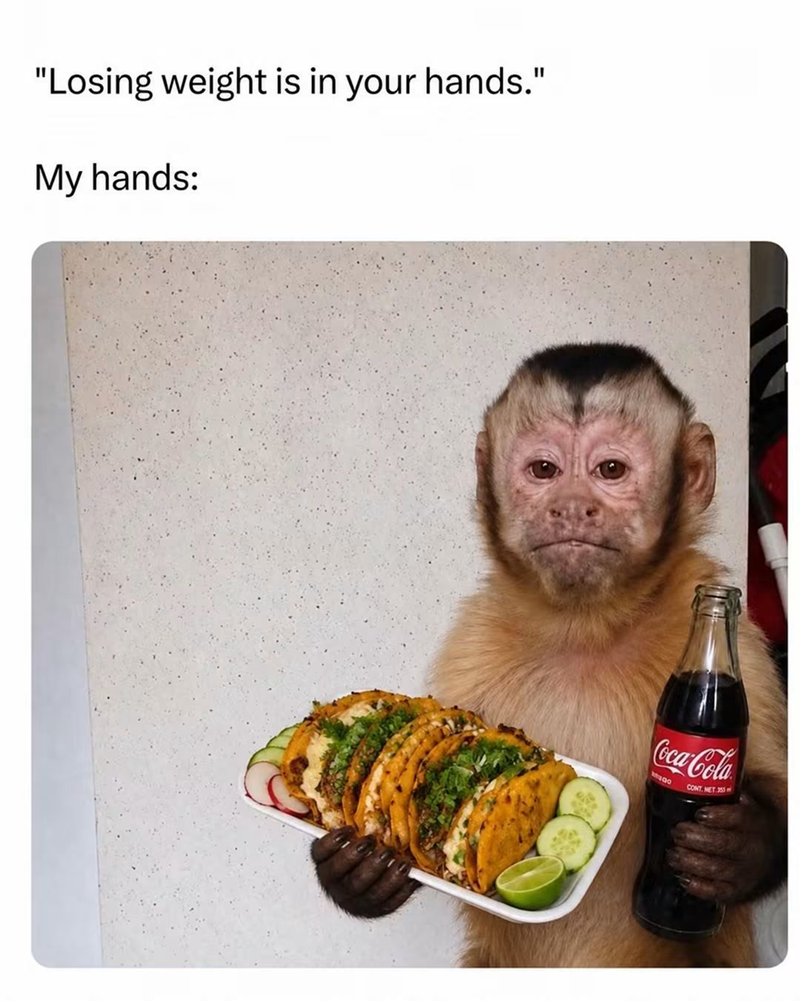 "Losing weight is in your hands." My hands: Coca-Cola O CONT, NET 355