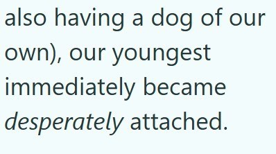 also having a dog of our own), our youngest immediately became desperately attached.