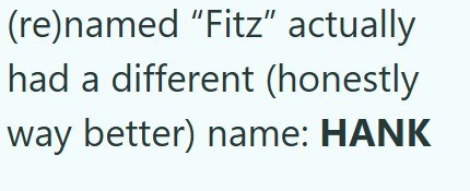 (re)named "Fitz" actually had a different (honestly way better) name: HANK