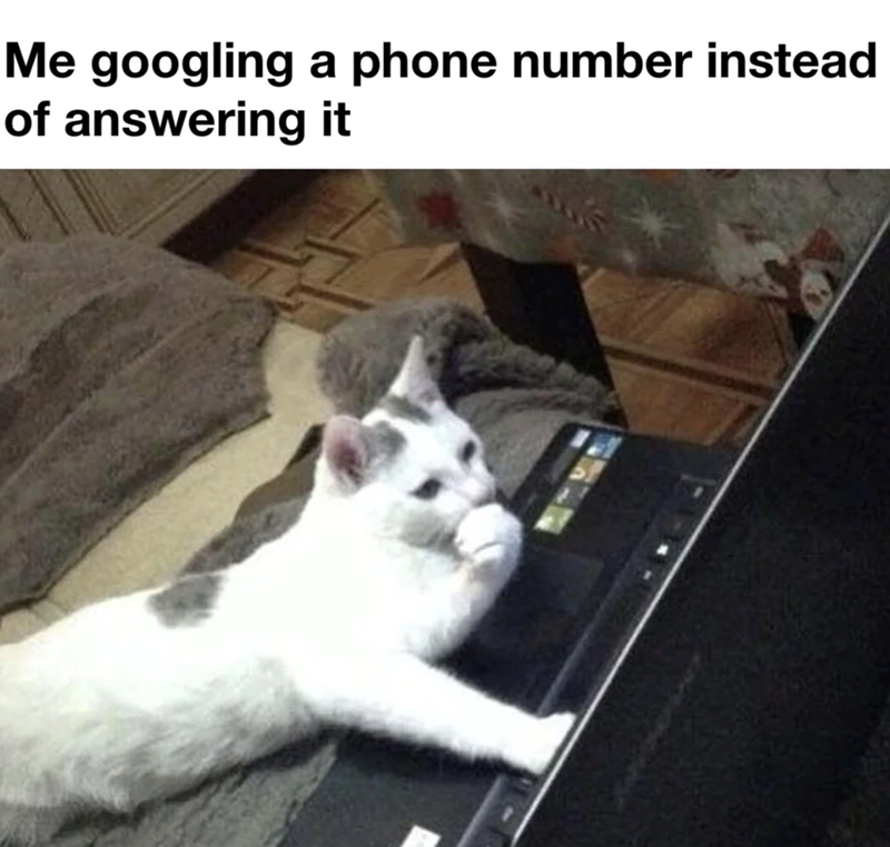 Me googling a phone number instead of answering it