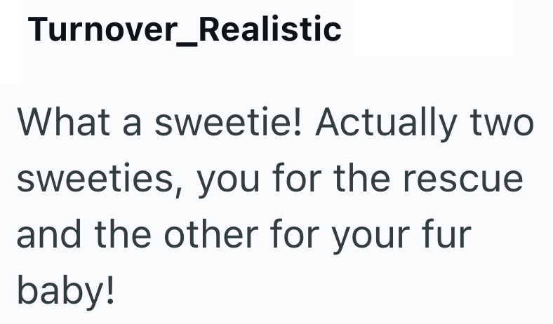 Turnover_Realistic What a sweetie! Actually two sweeties, you for the rescue and the other for your fur baby!