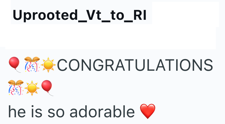 Uprooted_Vt_to_RI CONGRATULATIONS he is so adorable