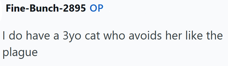 Fine-Bunch-2895 OP I do have a 3yo cat who avoids her like the plague