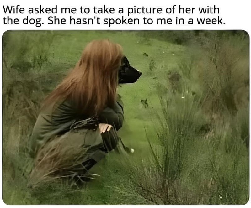 Wife asked me to take a picture of her with the dog. She hasn't spoken to me in a week.