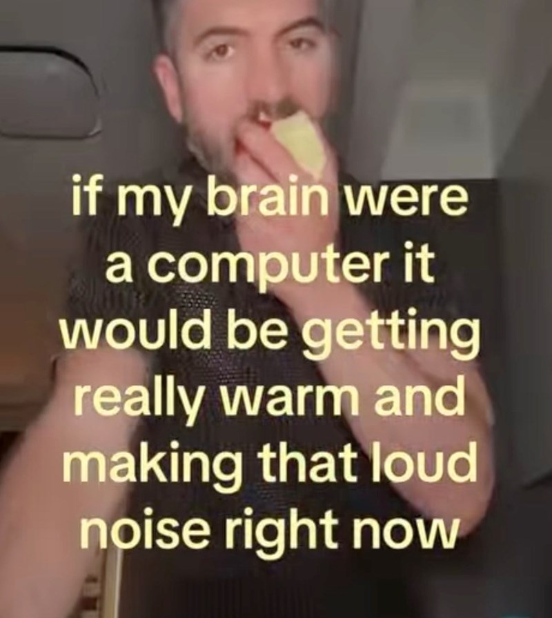 if my brain were a computer it would be getting really warm and making that loud noise right now